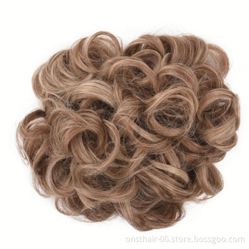 MYZYR Elastic Chignon Hairpiece Curly Messy Bun Mix Gray Natural Chignon Synthetic Hair Extension Chic and Trendy